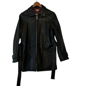 Nicole Miller Vintage Black Leather Insulated Jacket